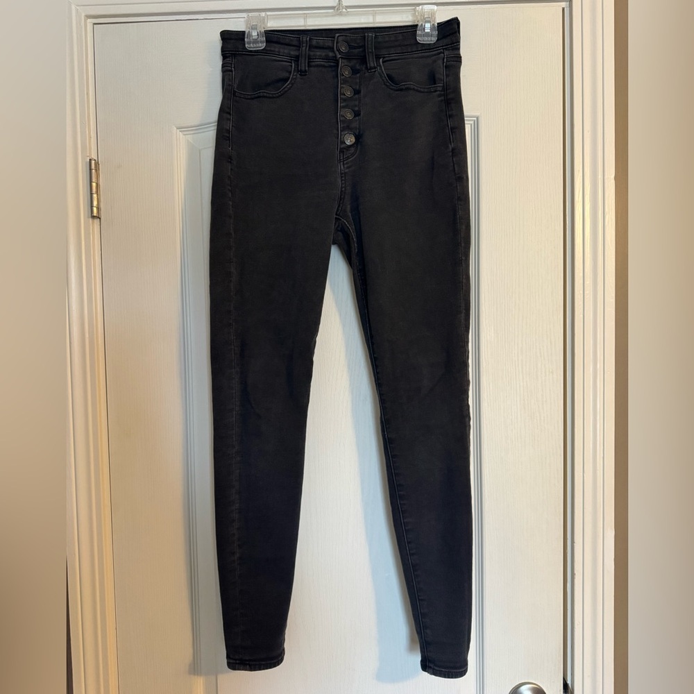 American Eagle black multi button cozy next level super hi rise jegging